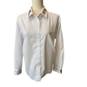 Christmas Teddy Bear Embroidered Top Vintage Holiday Cottagecore Granny XL